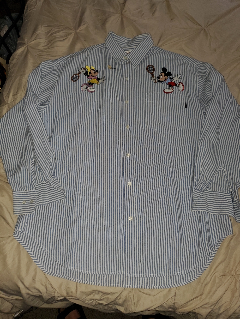 Vintage 90s Too Cute! Guetta Brothers Disney Mickey Minnie Tennis Striped Shirt
